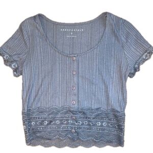 blue lace aeropostal crop top